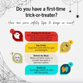 Trick-or-treating for the first time can be a little spooky! ???? Follow these tips for preparing your child for what to expect and how to stay safe.
Wishing you a fun and safe Halloween.????????