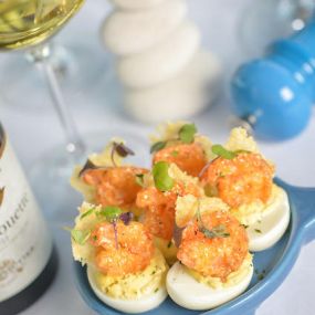 Crispy Shrimp Deviled Eggs