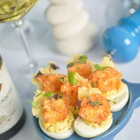 Crispy Shrimp Deviled Eggs