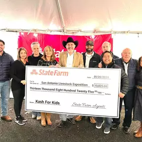 Thanks to Sam Longoria - State Farm Agent for leading the way! 
The San Antonio State Farm Agency Force gives back to the community!! 
Awarded Platinum Status for becoming a top donor to the San Antonio Rodeo Kash For Kids Scholarship Foundation.   $13,825!! Cumulative total since 2021: $32,145. 
Let’s Rodeo San Antonio! San Antonio Stock Show & Rodeo