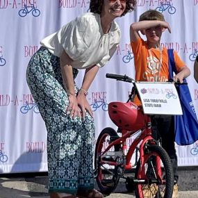 Happy Build-a-Bike day!   I love giving away bikes every year. Thanks to the committee who organizes this event.  The attention to detail makes everything smooth for families and sponsors.  Thanks Build-a-Bike!
