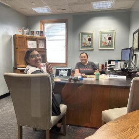 Amanda and Yesenia working through lunch for some important training. Hard workers!