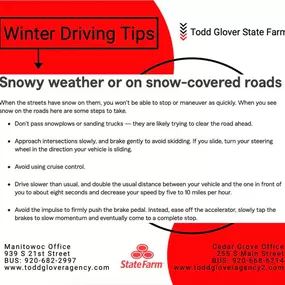 Careful driving during the winter months can help keep you safe and keep your rates low. Keep these tips in mind while driving in the snow. ❄️❄️❄️