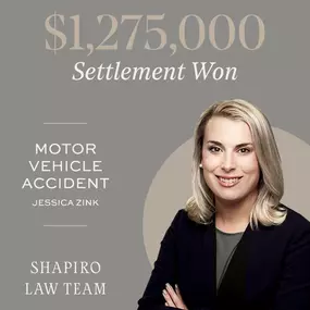 Join us in congratulating Jessica Zink for securing a $1,275,000 settlement for her client. ????
Jessica and her team fought to secure a policy limits settlement for a client who suffered a brain injury from a motor vehicle crash after initially being offered only $60,000.
If this sounds like your story, get the Shapiro Law Team in your corner.
????(480) 573-9688