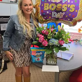 Happy National Boss's Day!

Today, we celebrate an incredible leader and mentor, Christie Rhyne! Your guidance, support, and dedication at State Farm Insurance make every day brighter for our team. Thank you for inspiring us to reach new heights and for always having our backs. Here's to you, Christie!

Let's show our appreciation and make this day special!