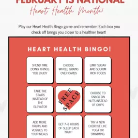 How many boxes can you check off this month? From adding veggies to your plate to getting extra steps in, every small change helps your heart stay strong and healthy.