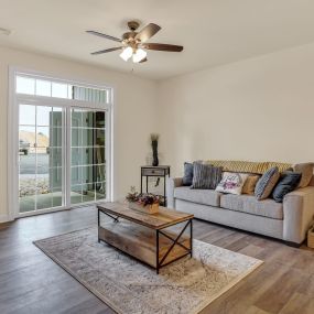 Spacious Living Room with Cieling Fan