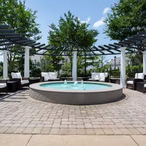 Outdoor lounge with fountain