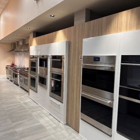 Appliance showroom displaying wall ovens for sale in Appleton Wisconsin