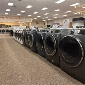 Appliance showroom displaying washing machines in Appleton Wisconsin