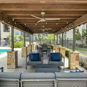 Covered Outdoor Patio with Comfortable Lounge Seating