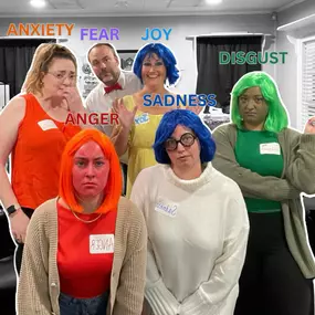 Bringing all the feels to Halloween! ???? Our State Farm team dressed up as the emotions from Inside Out to add a little fun (and maybe a few giggles) to the day. Whether you’re feeling Joy, Sadness, Anger, Fear, or Disgust, we’ve got you covered—Happy Halloween from our colorful crew!