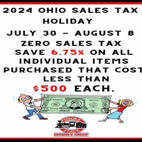 ???? Ohio’s Sales Tax Holiday starts today 7/30 through 8/8. Any individual item from our store that’s less than $500 qualifies. Buy as much as you want and save almost 7%!! ????