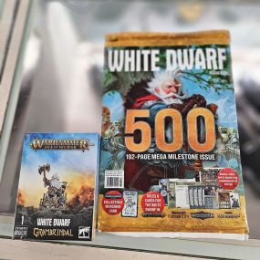 Just arrived from Games Workshop. The 500th issue of the White Dwarf. To commerate this special occasion we have Grombrindal, The White Dwarf, we have two in stock. The special issue of the White Dwarf magazine has rules that you can use this figure in the Age of Sigmar, Warcry, Warhammer Underworlds, and Warhammer Quest: Cursed City.