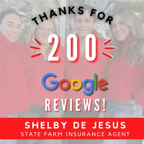 Thank you for 200 reviews! We appreciate you being part of our State Farm Family!