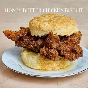 Honey Butter Chicken Biscut sandwich, Best Breakfast, best coffe, best biscuits NYC
