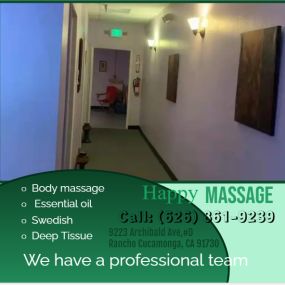 Whether it’s stress, physical recovery, or a long day at work, Happy Massage has helped many clients relax in the comfort of our quiet & comfortable rooms with calming music.