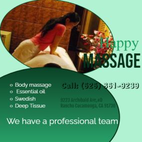 Massage techniques are commonly applied with hands, fingers, 
elbows, knees, forearms, feet, or a device. 
The purpose of massage is generally for the treatment of 
body stress or pain.