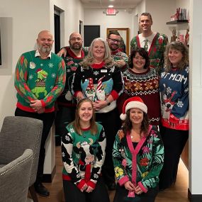 Our office rocked the ugliest sweaters in town at our recent Ugly Sweater Party! ???? From flashy lights to questionable patterns, we had it all. Thanks to everyone who joined the festive fun! ???????? We also would like to wish Michelle a very Happy Birthday!  #UglySweaterSuccess #DaveMaderStateFarm  #FestiveVibes