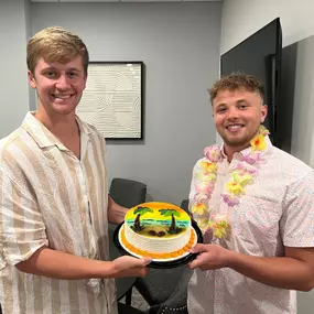 As August comes to a close, we celebrated in office with a tropical Friday. ???? Not only to celebrate the end of summer but to also wish Jake and JT the best as they start their school year next week! ???? We had some great themed ice cream cake and a few mocktails as well!