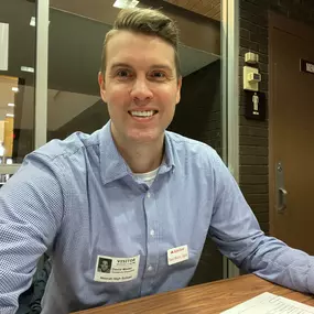 Dave Mader State Farm Insurance agent doing mock interviews at Neenah local high school