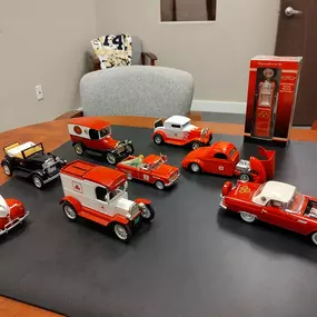 What an awesome gift! Deb Moffat was kind enough to let me have her husband's collection of old State Farm cars!  They are so amazing!!