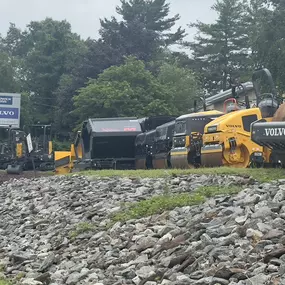 A lineup of Volvo construction equipment at Chadwick-BaRoss
