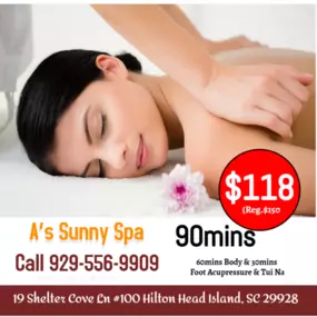 Our traditional full body massage in Hilton Head Island, SC 
includes a combination of different massage therapies like 
Swedish Massage, Deep Tissue,  Sports Massage,  Hot Oil Massage
at reasonable prices.