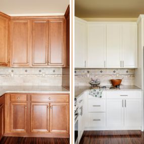 Before and after cabinet refacing in Cohasset, MA