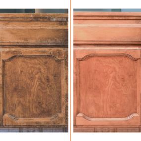 before and after cabinet refinishing
