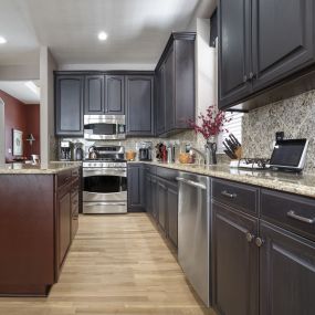 Dark kitchen cabinets after cabinet painting