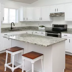 Kitchen after white cabinet painting