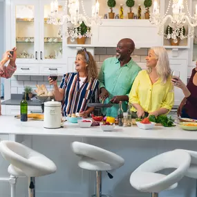 Family in an updated kitchen