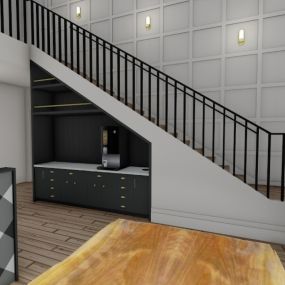 staircase with wooden floor accents