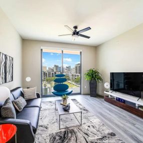 Living room at Quantum Apartments in Ft. Lauderdale, FL