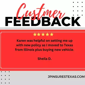 Sheila, thank you so much for the positive rating! We enjoy working with you and greatly appreciate your business! Karen is great, welcome to Texas!