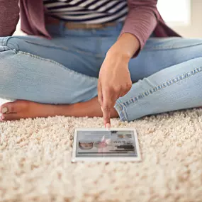 Girl enjoying clean carpet