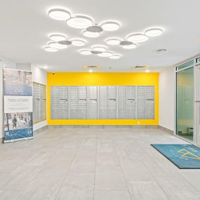 Indoor mailroom and package lockers