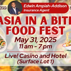Our team will be at the Asia in a Bite event on May 31 from 11am to 7pm at Live! Casino & Hotel. We’re excited to connect with the community and take part in a celebration of food, culture, and local businesses. Hope to see you there!