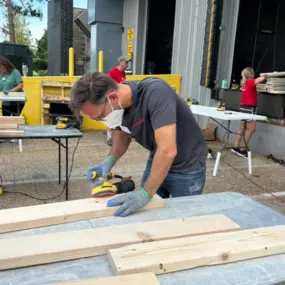 A “before” and sawdust filled “after” photo from our volunteering event this past Thursday. 
We did our part to help build bed frames for children in our community who need one as part of a “Sleep in heavenly peace” event!
So glad to give back to the communities we serve. Thanks to Stephanie Fetzer State Farm for joining us!