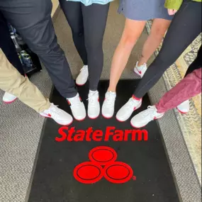 We hit our goals….so I bought matching State Farm colored Nikes for the team!  
Custom designed and delivered today, so we had to take time for a photo opt. 
Cheers to this amazing team!