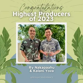 Kudos to our top insurance producers of 2023, Ry and Kalani! ???????? Your exceptional efforts have already protected numerous families. Here's to an incredible year ahead. Let’s make 2024 the year of unwavering protection! ????????‍????‍????‍????