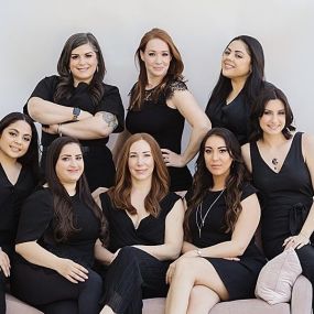 The a|k studios team, a group of beautiful young women specializing in permanent makeup services, clinical skincare, laser treatments, and brow and lash services.