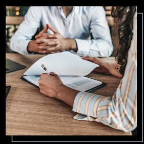 Lawyer speaking with a client