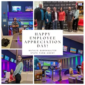 We had an amazing time celebrating Employee Appreciation Day with bowling and laser tag! A huge thank you to our incredible team for all the hard work and dedication. It was a blast bonding and having fun together! ????????#EmployeeAppreciation #TeamFun #NatalieBurkhaulterStateFarmAgent