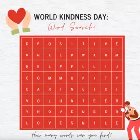 On World Kindness Day, let's remember that small acts can make a big difference. ???? While you're searching for words, think about how you can check off this list today. Share your ideas and inspire others!