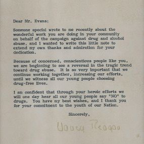 Letter of Appreciation from Nancy Raegan