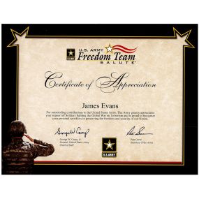 Certificate of Appreciation from George W. Casey Jr.