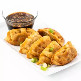 Golden fried dumplings from Urban Wok. The perfect appetizer or light meal!