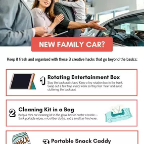 Got a new family car? Keep the chaos in check with these creative hacks that go beyond the basics! From backseat hooks to portable snack caddies, these tips help keep your ride fresh, organized, and ready for every adventure.